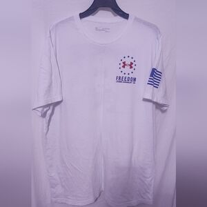 Under Armour Men's White Freedom Tee with Red and Blue Accents